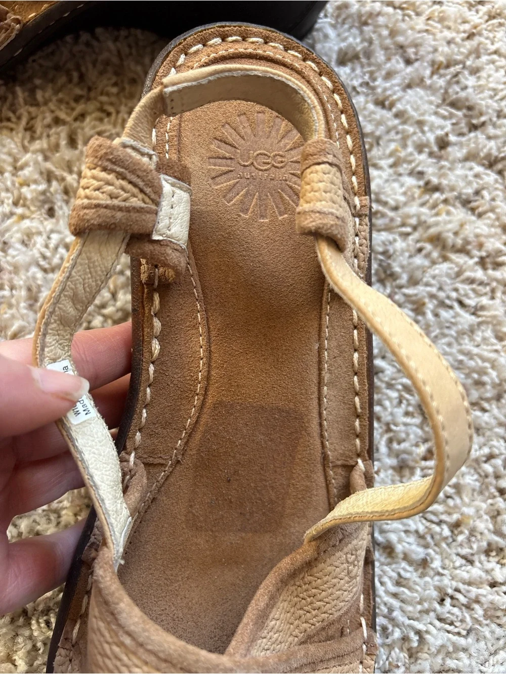 UGG Mayley Wedge Sandals Size 10 Taupe/Tan